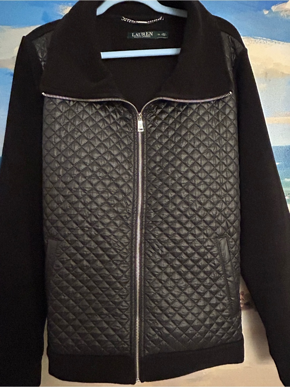 Ralph Lauren Black Quilted. Zip-Front Jacket with soft fabric like Fleece - Picture 5 of 5